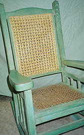 Cane weave rocker, after repair by Home Enhancements.