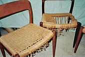 Danish chairs, before repair by Home Enhancements.
