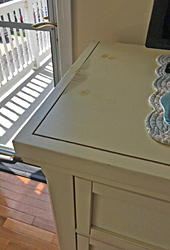 Dresser top, before repair by Home Enhancements.