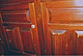 Pine sideboard detail, before repair by Home Enhancements.